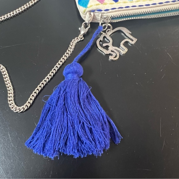 Chico’s Purse Clutch Cross Over Wallet Wristlet Embroidered Elephants Charm - Picture 9 of 11